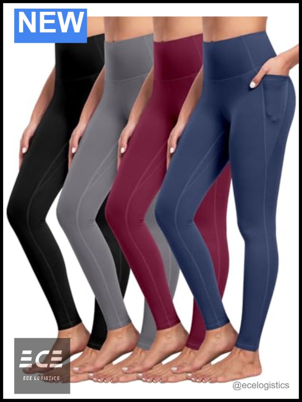 High Waisted Tummy Control Yoga Leggings with Pockets 4-Way Stretch Soft